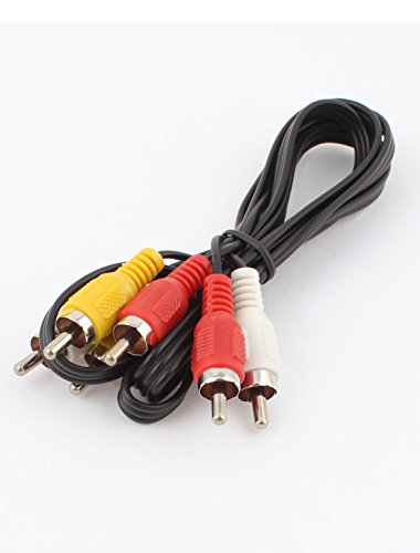 Ruilogod Black 3-Way Audio Video AV RCA Switch Selector Box Splitter w 1M Cable
