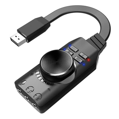 Vikye USB Sound Card Adapter, USB to 3.5mm Jacks 7.1 Channel Mute Button Volume Control USB External Stereo Sound Card for PC Laptop Headset, Vikyemyh5utipw6