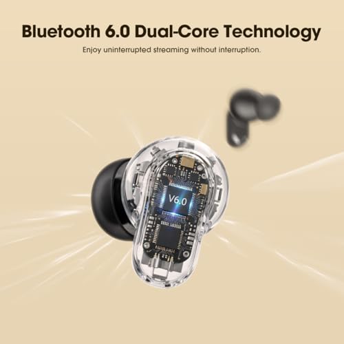 Earbuds Wireless Bluetooth 6.0 Headphones, IPX5 Waterproof | 24H Playback, Small Noise Cancelling Earbuds with Lanyard for Sports, Workout, Smartphone Call (Brown) - color: Brown