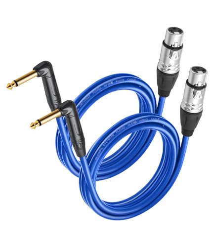 2Pack XLR Female to 1/4 TS Right Angle,6.35mm Mono 1/4 TS Right Angle to 3Pin XLR Female Audio Cable,20AWG 6N OFC+Silver Plated HI-END Audio Cable-6Feet - size: 6Feet（2Pack）
