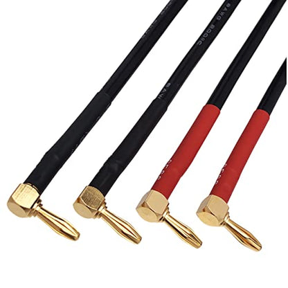 CNCESS CESS-138-18i Banana Plug Cable Right Angle to Right Angle, 8 Gauge Soft Silicone Tinned Copper Wire, High-Current Jumper/Connector for Speaker Panels and Amplifiers (90 to 90, 18-Inch) - style: 90 to 90, 18-INCH