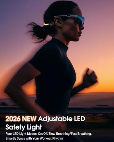 X500 Bone Conduction Headphones, Open Ear, LED Light, IP67 | Open-ear Bluetooth Sports Headset for Running, Cycling, Workouts & Outdoor, with Rear LED safety Light and Built-in Mic
