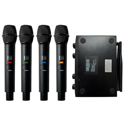 MELONARE 4x10 Freq. UHF Wireless Microphone System, 200FT Stable Signal | Cordless Handheld Mics, Microfono Inalambrico for Singing, Wedding, Karaoke, Church, DJ Events,Party MWM-41-4H - size: 4 Handheld Mics