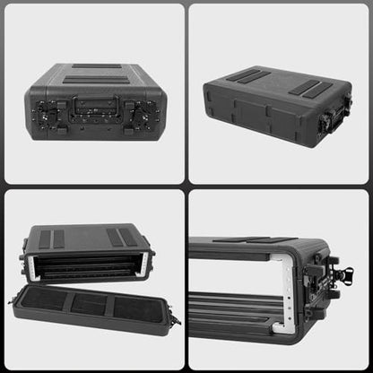 2U Rack Mount, Molded Pro-Audio PA DJ Case, Waterproof Hard Case with Custom Foam, Wireless Mic/Amp/Effect/Mixer Storage - color: Black, size: 2U 12" Deep