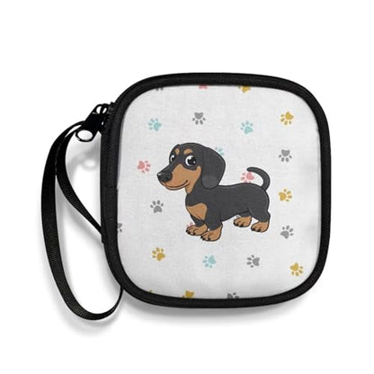 Cute Dachshund Case Earphone Carrying Case Cell Phone Accessories Storage Bag with Handle for Earphone,Flash Drive, Charging Cable, Key Wall Charger - color: Cute Dachshund