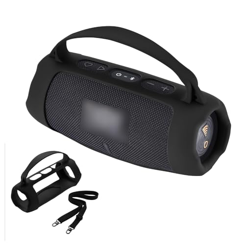 Silicone Case for JBL Charge 5 Wi-Fi/Charge 5 Portable Bluetooth Speaker, Protective Sleeve with Handle and Shoulder Strap Wireless Speakers Accessories (Black) - color: Black