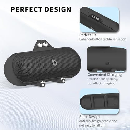 Kawaii Cute Case for Wireless Bluetooth Speaker, Compatible with Beats Pill, Anti-Scratch Protective Sleeve (Black) - color: Black