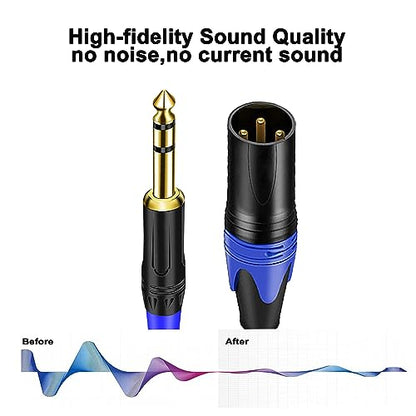1/4 TRS to DualXLR Cable, 1/4 Inch (6.35mm) TRS to XLR Dual Y-Splitter Breakout Lead Microphone Cord (6.35 mm to Dual Male-5FT-1PACK) - size: 1/4 Inch TRS to Dual XLR Male - 5 FT - 1 PACK