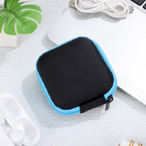 Sewroro Mini EVA Headphone Case, Portable Travel Earphone Pouch, Earbud Storage Box, USB Cable Holder, 2.95 x 2.95 x 0.98 Inches () - color: Blue