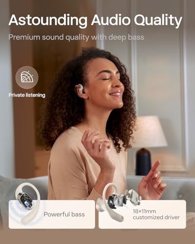 SHOKZ OpenFit Open-Ear Earhook Bluetooth Earbuds, Black,28H Playtime | Fast Charging; Bluetooth 5.2; True Wireless - color: Beige