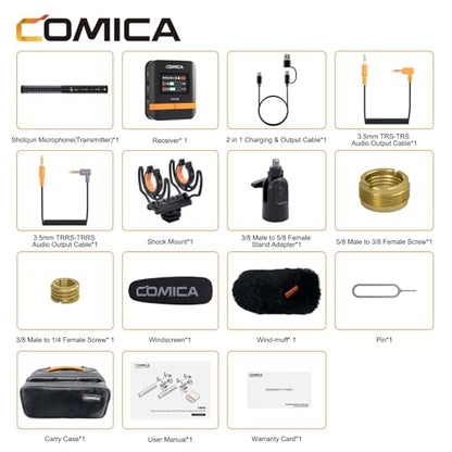 Comica VM40 Wireless Shotgun Microphone,2.4G Super Cardioid Polar Pattern,48kHz/32-bit Float Recording,Wired/Wireless Dual Modes,32G On-Board Recording for 40-Hour Storage(VM 30 Upgraded Version) - size: Comica CVM-VM40