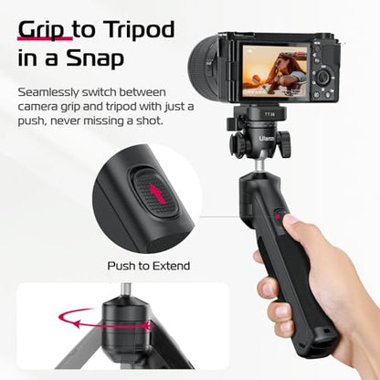 ULANZI TT38 One-Click Opening Vlogging Tripod w Uka F38 Quick-Release | One-Click Open, UKA F38 Quick Release, Cold Shoe, Panoramic Ball Head, Hidden Hook, for Sony Canon Nikon Fujifilm - color: TT38 Tripod