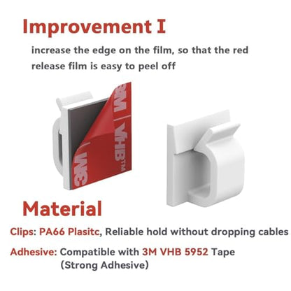 40Pack Adhesive Cable Clips, Wire Holders for Desk Wall Car, White - color: White