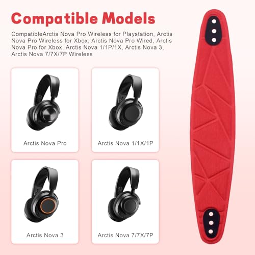 Arctis Nova Pro Headband, Replacement Arctis Nova 7 Head Band Repair Pads Compatible with SteelSeries Nova 1/1P/1X Headphones, Nova 3/4, Nova 5 / 5X / 5P, Nova 7 / 7X / 7P Gaming Headsets (Red) - color: Red