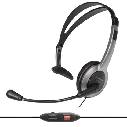 Panasonic Comfort Fit Headset for TCA Series Cordless Landline Phones, Foldable Headset with Flexible Noise-Cancelling Microphone and Volume Control, 2.5 mm Plug, Grey/Silver KX-TCA430 - size: Regular