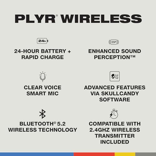 Skullcandy PLYR Multi-Platform Wireless Gaming Headset - Digi-Black | Bluetooth Headphones, Removable Mic, 24 Hours Play, PC, Xbox, PlayStation, 2.4GHz Low Latency Wireless Transmitter Included - color: Digi-Black