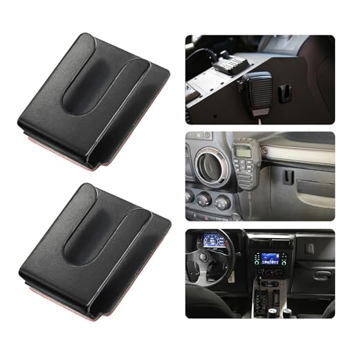 2PCS Black Radio Microphone Hanger, 36 x 30 x 10mm, Style1 | Adhesive Back, CB Microphone Holder, Metal Car Mic Hanger, For Cars Homes Offices - size: 36 x 30 x 10mm ,Style1