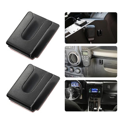 2PCS Black Radio Microphone Hanger, 36 x 30 x 10mm, Style1 | Adhesive Back, CB Microphone Holder, Metal Car Mic Hanger, For Cars Homes Offices - size: 36 x 30 x 10mm ,Style1