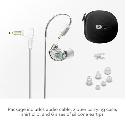 MEE audio M6 Single-Side Earbud, Right Side, 15" Cable, 3.5 mm Plug (Clear) | Extra-Short Cable, For 2-Way Radios, Speaker Mics & PTT Systems, One Wired Earphone, Moldable Earhook & Stereo-to-Mono - size: Right ear