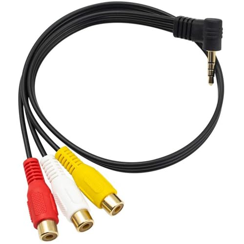 Right Angle 3.5mm Stereo Male Plug to 3 RCA Female (Red-Yellow-White) Connector Adapter Cable for AV,Audio, Video, LCD TV,HDTV, 0.5m