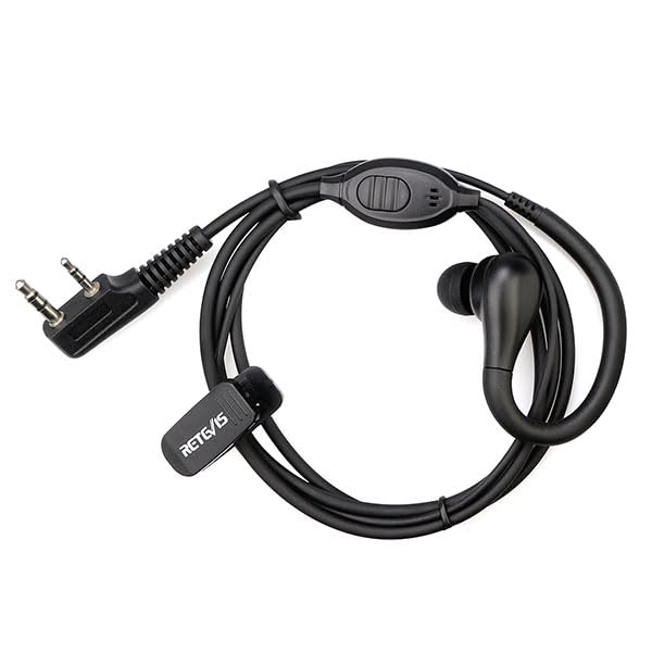 Retevis RT22 Walkie Talkie Earpiece, for RT68/RT21/H777/RT27/RT68H | 2 Pin, Compatible with Pxton, Baofeng BF-888S/BF-T26, Kenwood Two Way Radio, Walkie Talkie Earpiece with Mic(6 Pack)