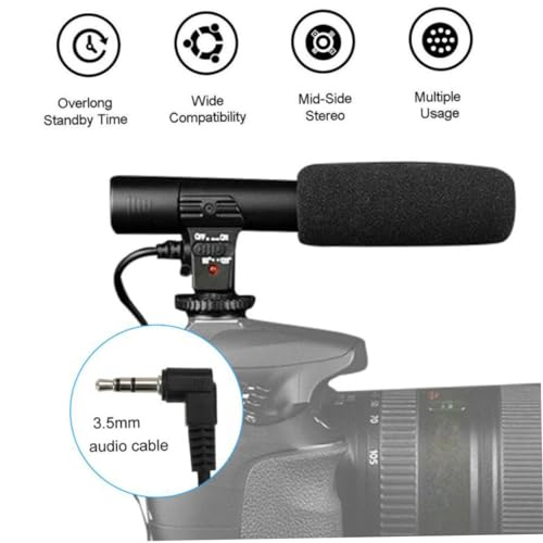 Mikinona Professional Camera Microphone for DSLR Camcorder with Long Pickup Distance Up to High-Definition Stereo Sound Cable Hot Shoe and Screw Mount for Interview Recording and Live