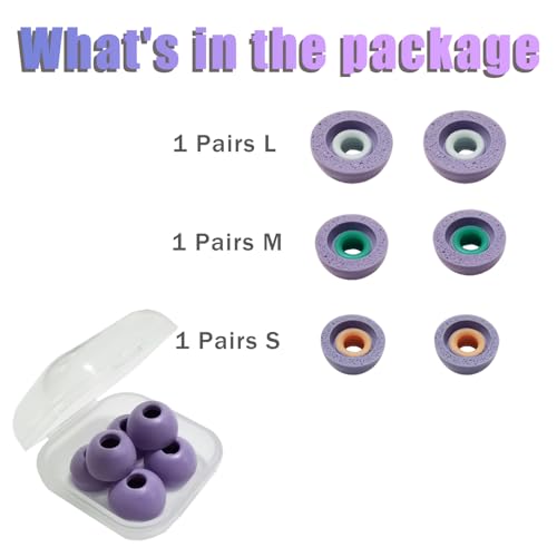 Memory Foam Earbud Tips, Extra Small Ear Tip Replacement Universal Anti-Slip Noise-Reducing Fit Tuer Wireless Earbuds, LMS Purple - color: Purple
