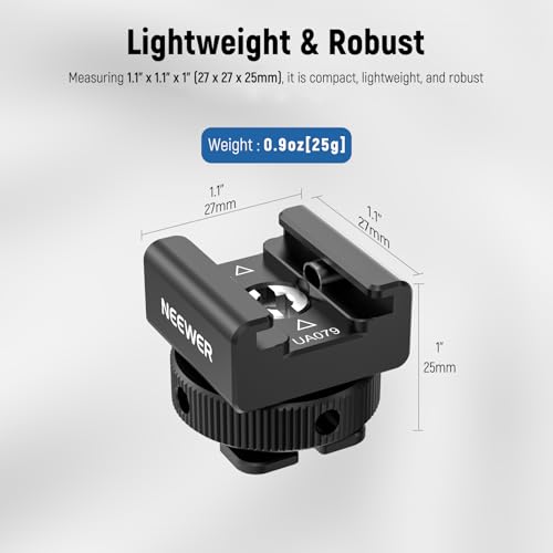 NEEWER Cold Shoe Mount Adapter Compatible with DJI Mic 2 Rode Wireless GO II Hollyland Saramonic NEEWER Wireless Mini Microphone, Anti Interference Offset Contact Design for Speedlite Flash, UA079 - style: UA079