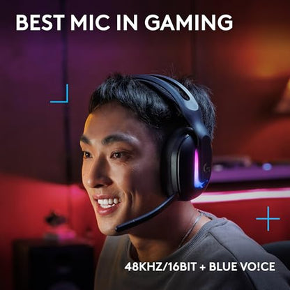 Logitech G522 Lightspeed Wireless Gaming Headset - Black | For PC, 2.4 GHz, Bluetooth & USB-C , <60 Hr Battery, 48 kHz/24 bit Audio, Detachable 48 kHz/16 bit Blue VO!CE Mic, RGB - color: Black