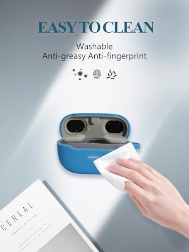 Case for JBL Endurance Race TWS True Wireless Sports Earbuds, WUNIAK Soft Silicone Protective Portable Scratch Shock Resistant Shell with Cleaner Kit & Carabiner & Lanyard，Blue - color: BLUE