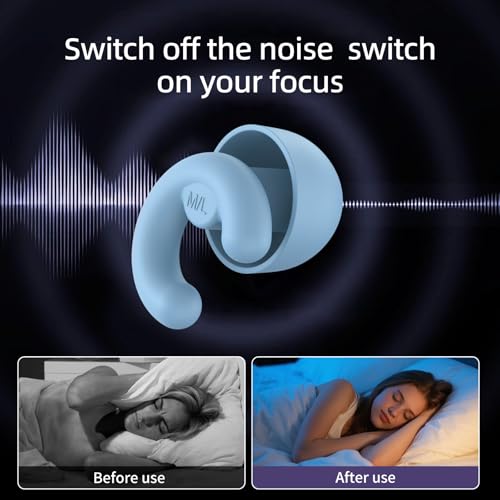 Noise Cancelling Ear Plugs Sleep 50dB NRR Side Sleep Small Ear | ultra soft silicone, reusable one-piece design, 4 sizes included, portable case - color: Blue