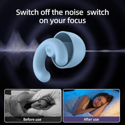 Noise Cancelling Ear Plugs Sleep 50dB NRR Side Sleep Small Ear | ultra soft silicone, reusable one-piece design, 4 sizes included, portable case - color: Blue