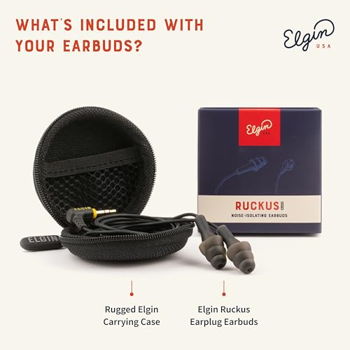 Elgin Ruckus Earplug Headphones, 25dB Noise Reduction - color: Stealth Black, style: Ruckus