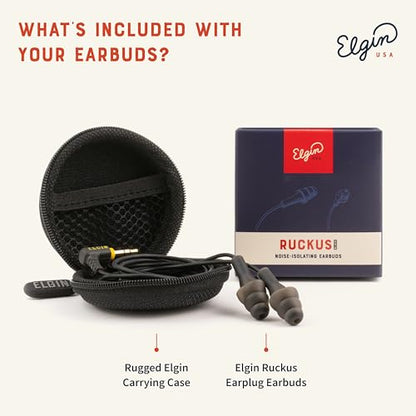 Elgin Ruckus Earplug Headphones, 25dB Noise Reduction - color: Stealth Black, style: Ruckus