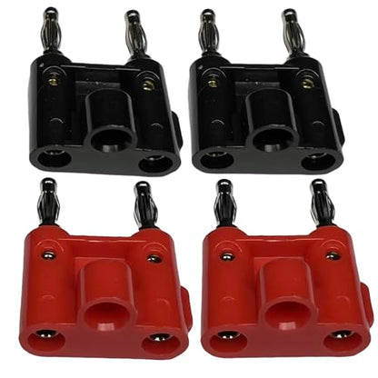 CESS Dual Way 4mm Banana Male Speaker Plug, Red Black, 4 Pack | Distinct positive and negative markings make connections easy to identify.