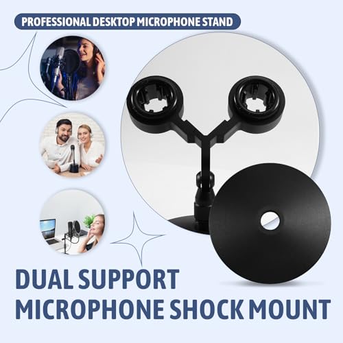 Universal Dual Microphone Kit with Twin Support Stand and Shock Mount for Recording Studios