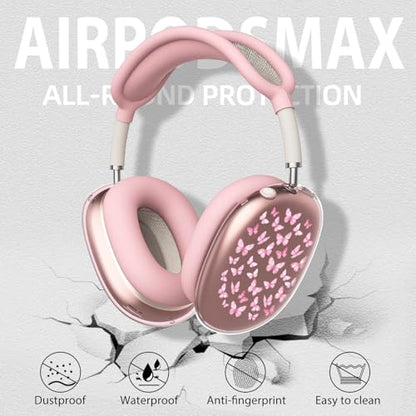 Cute Butterfly Clear Case for Airpods Max Headphones Kawaii Pink Girly Soft TPU Ear Cups Cover Anti-Scratch Silicone Ear Pad Protective Case Dreamy Headband Cover for Apple Airpods Max - color: Butterfly 10
