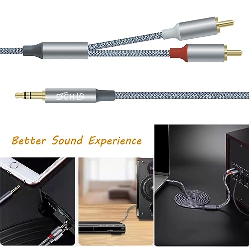 DCHAV 3.5mm to RCA Audio Cable 4ft 2 Male RCA Aux Cord Adapter Headphone Jack Y Splitter for Speaker Stereo Car Subwoofer TV MP3 Laptop Amplifier with Nylon Braided Wire Gold Plated Plug Red White - style: 3.5mm to 2 RCA