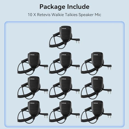 Retevis 2 Pin Walkie Talkie Shoulder Speaker Mic, 5 Pack