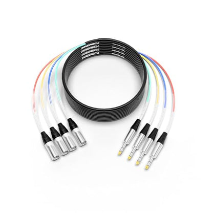 PRORECK 6.1m(20피트) 스네이크 케이블, 4채널 차폐 오디오 케이블 0.6cm(1/4인치) TRS to XLR 수, 전문 무대, 스튜디오 및 라이브를 위한 컬러 마크 커넥터 포함(PR-TRS/XLR-4 x 20M) - style: 4채널 6.1m(20피트)