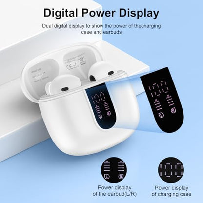 Bluetooth Headphones for iPhone 17e 17 Pro Max Air 16e 16 Pro Max 16 Plus | 15 Plus, Wireless Earbuds Bluetooth Ear Buds Headset in Ear Earphones for Samsung Galaxy S26 Ultra S25 S24 A17 A16 A36 A56 - color: White