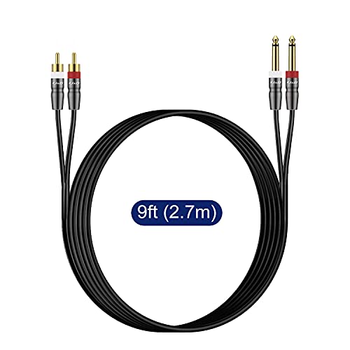 J&D Dual 1/4 inch TS to RCA Cable, 9 feet, Heavy Duty Audio Interconnect, Compatible with AV Receiver, Speaker, Amplifier - size: 9 Feet