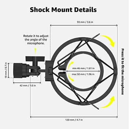 Microphone Shock Mount - Noise Isolation, Anti Vibration for 48-51mm Condenser Mic