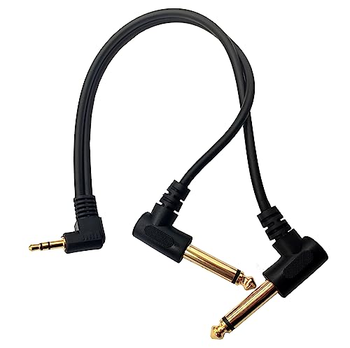 3.5mm to 6.35mm Splitter Audio Cable, 90 Degree 1/8 TRS Stereo Male to Dual 1/4 Mono TS Male Right Angle Y Audio Cable (30cm/1 Feet) - color: 30cm/1 Feet