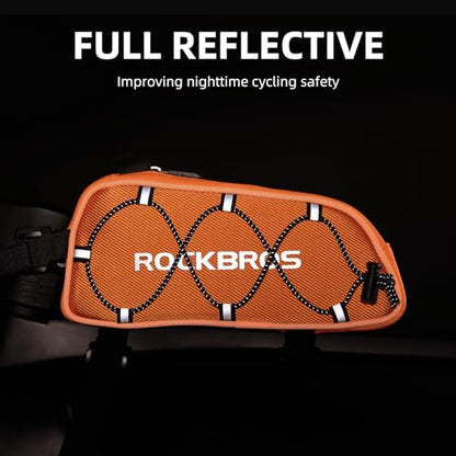ROCKBROS Top Tube Bike Bag Narrow Slim Design Lightweight Portable | Adjustable Straps,2 Inner Net Pockets,Elastic Rope,Reflective, Compatible with iPhone 14/13/12 Pro Galaxy S22/S21,Road MTB - color: STYLE 4