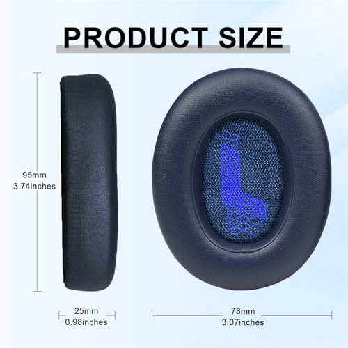 Replacement Ear Pads for JBL E65 (E65BT E65BTNC)/Live 650 (650NC 650BTNC)/Live 660 (660NC 660BTNC)/Duet NC Over-Ear Headphones, Headset Ear Cushions, Headset Earpads, Ear Cups Cover-Blue - color: Blue