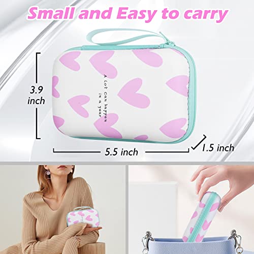 CameCosy Phone Charger Storage Case Set with Pink Hearts Carrying Case Bag with Cute 3D Love Cable Protector Set, Travel Cable Organizer,Soft Phone Earphone Charger Cover Compatible for iPhone
