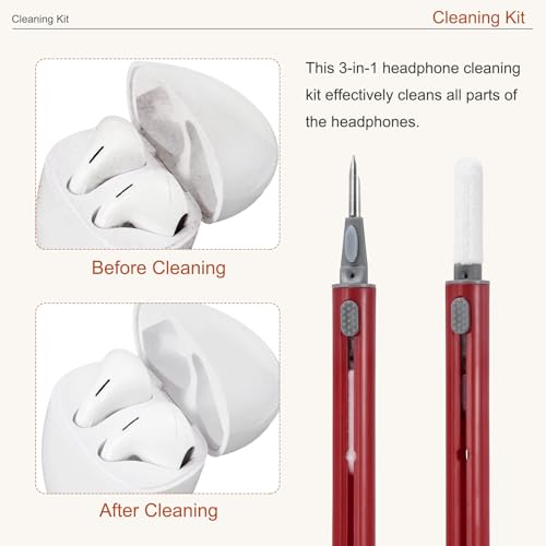 4PCS Earphone Cleaner Kit - Ultra Portable Multi-Function Cleaner Kit Soft Brush for Bluetooth Earphones Case Cleaning Tools, Burgundy - color: Burgundy