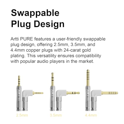 ARTTI A3 Pure Earphone Cable 2.5/3.5/4.4mm 3in1 Plug 4 Cores 288 Strands Silver-Plated 7N OCC Copper 2pin/MMCX/QDC Detachable Earbuds Cable, IEM Replacement Upgrade Cable (MMCX Straight) - size: MMCX STRAIGHT