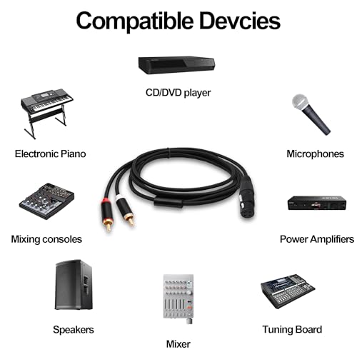 XLR to 2 RCA Splitter Cable Patch Audio Connector 2M - style: Female